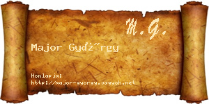 Major György névjegykártya